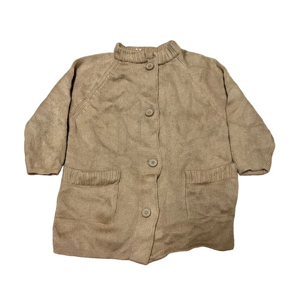VTG TAN DORCE CARDIGAN SWEATER SIZE L TAN WITH POCKETS KNIT WOOL WOMENS - Picture 1 of 5